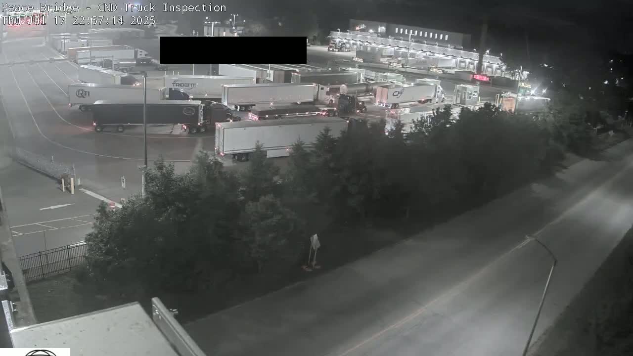 Fort Erie, Peace Bridge Canada Bound Truck Border Crossing Check Toll Booth Live Cam -Fort Erie, Niagara, Ontario, Canada