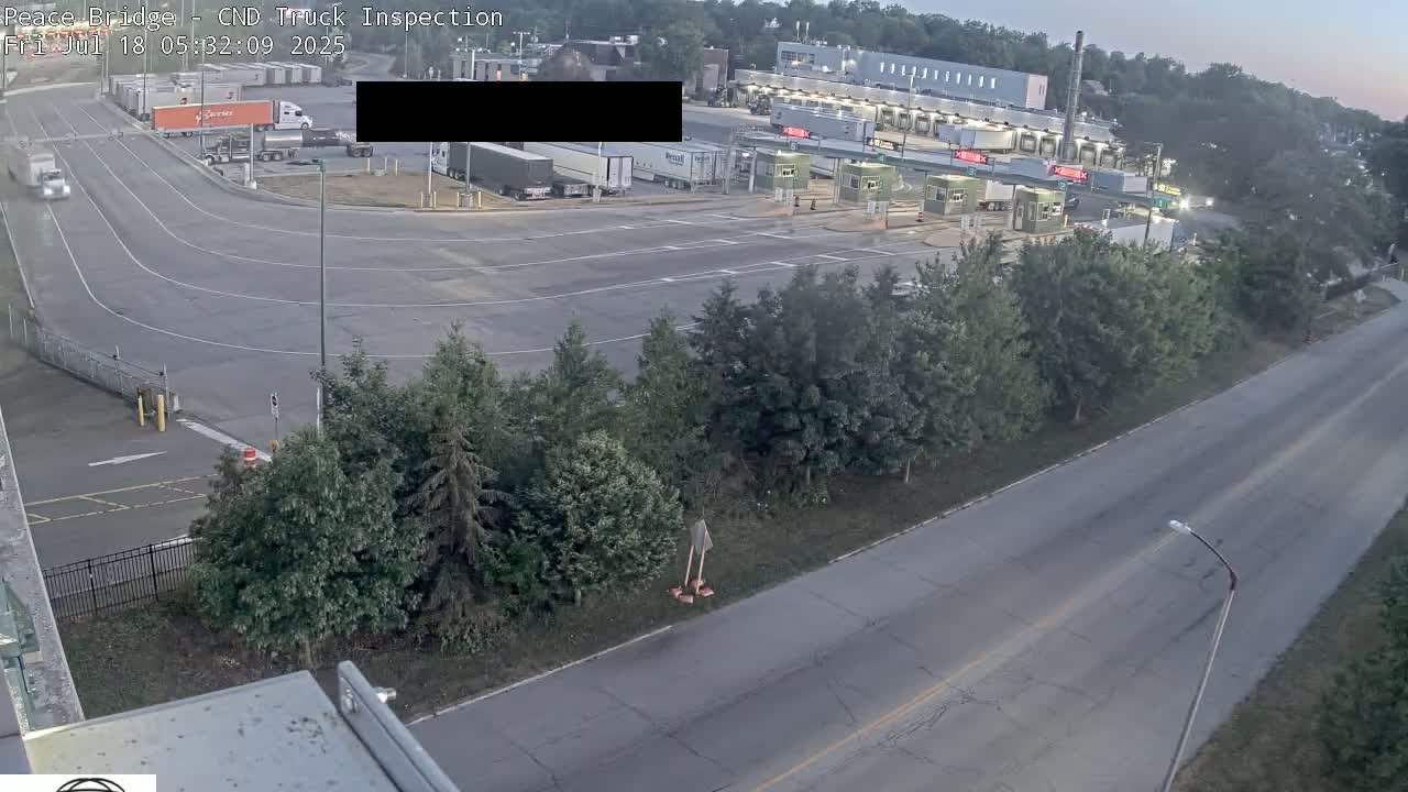 Fort Erie, Peace Bridge Canada Bound Truck Border Crossing Check Toll Booth Live Cam -Fort Erie, Niagara, Ontario, Canada
