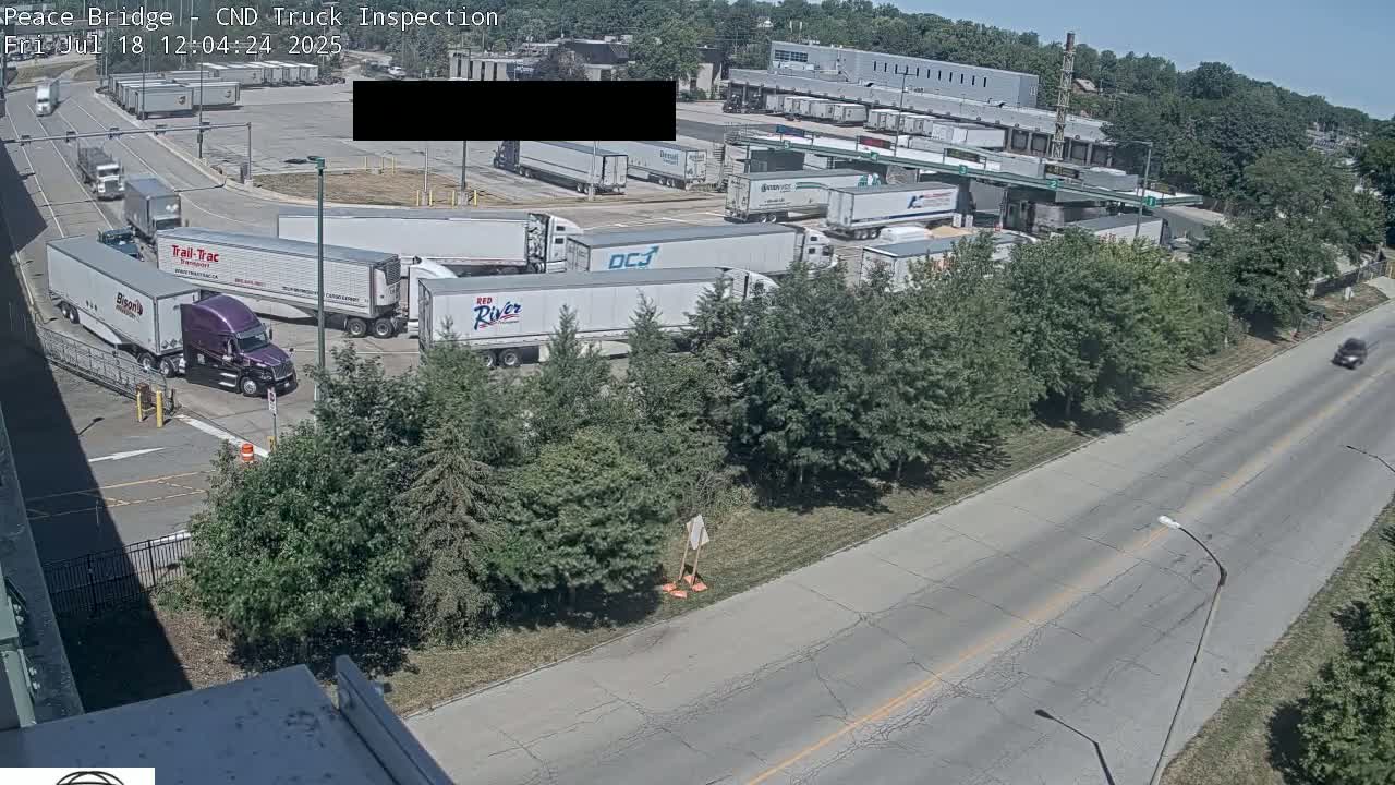 Fort Erie, Peace Bridge Canada Bound Truck Border Crossing Check Toll Booth Live Cam -Fort Erie, Niagara, Ontario, Canada