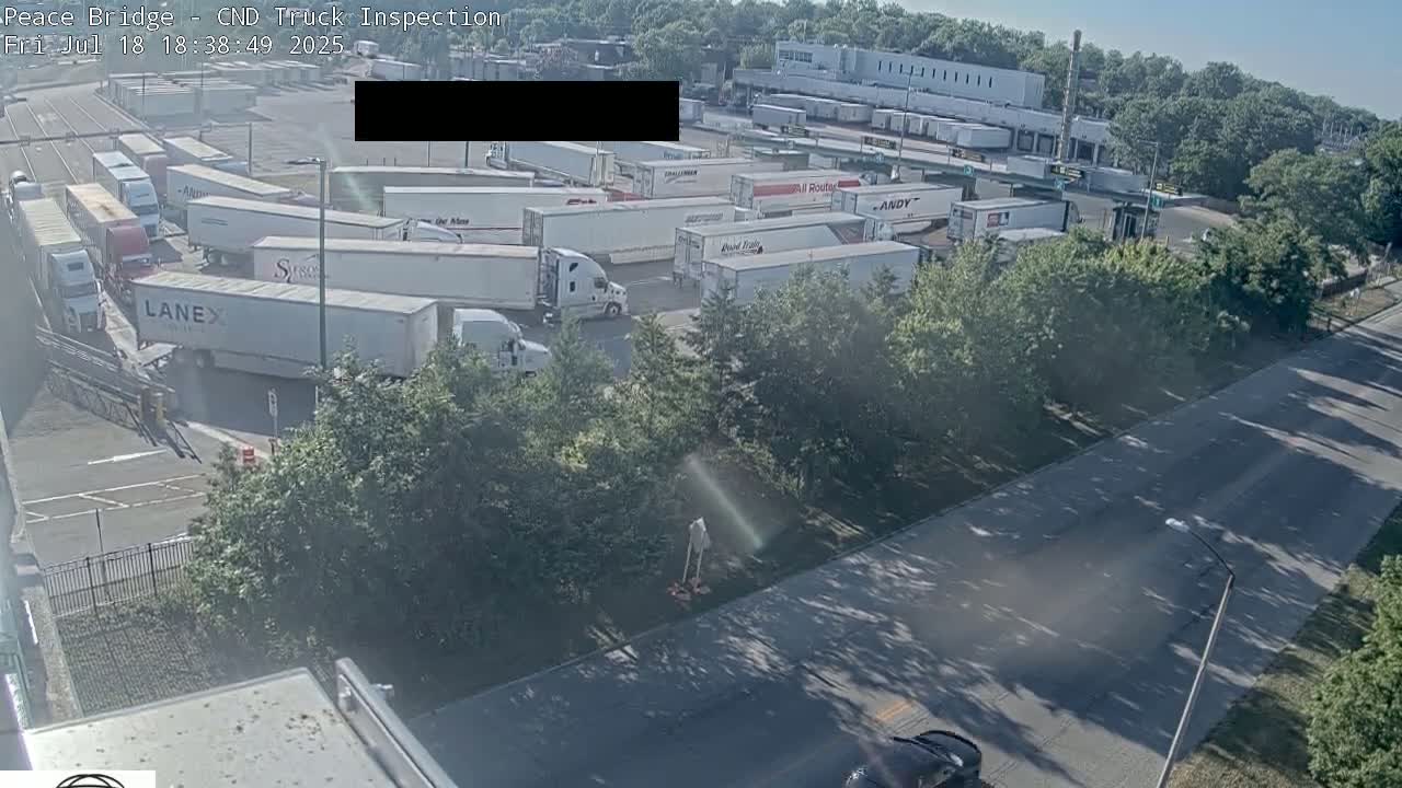 Fort Erie, Peace Bridge Canada Bound Truck Border Crossing Check Toll Booth Live Cam -Fort Erie, Niagara, Ontario, Canada