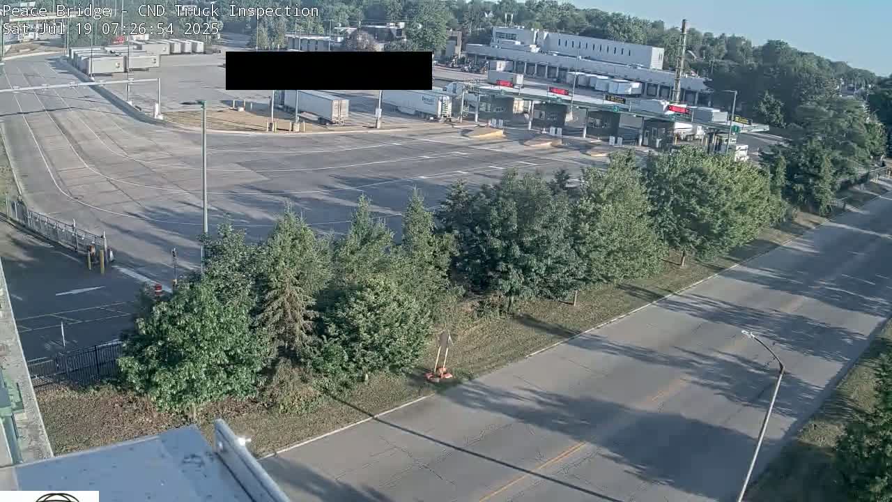Fort Erie, Peace Bridge Canada Bound Truck Border Crossing Check Toll Booth Live Cam -Fort Erie, Niagara, Ontario, Canada