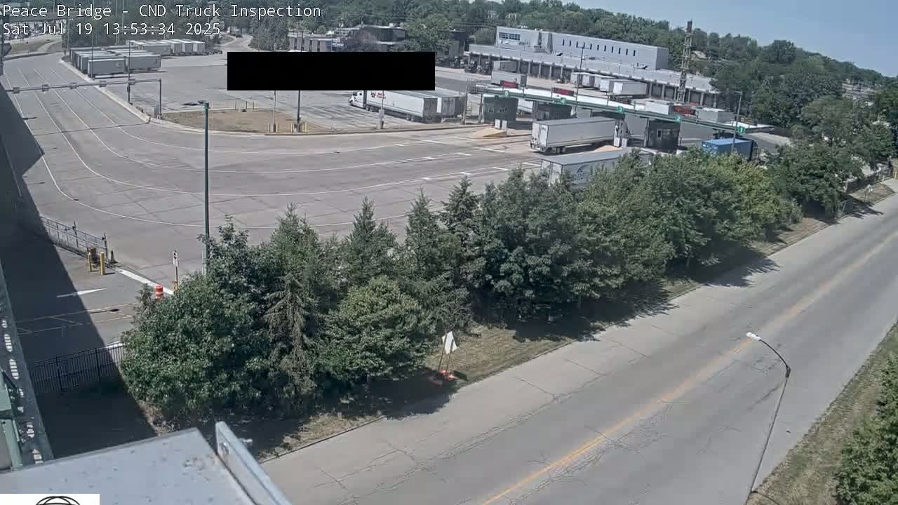 Fort Erie, Peace Bridge Canada Bound Truck Border Crossing Check Toll Booth Live Cam -Fort Erie, Niagara, Ontario, Canada