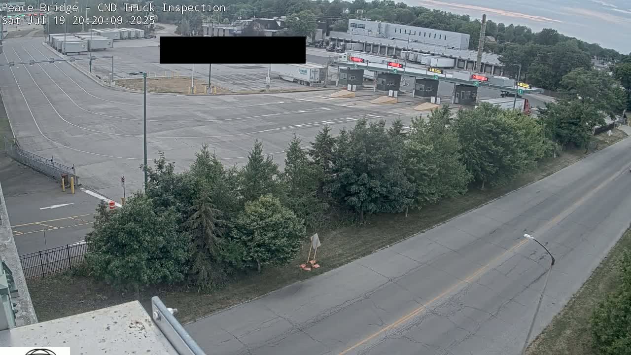 Fort Erie, Peace Bridge Canada Bound Truck Border Crossing Check Toll Booth Live Cam -Fort Erie, Niagara, Ontario, Canada