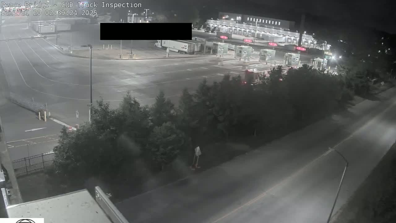 Fort Erie, Peace Bridge Canada Bound Truck Border Crossing Check Toll Booth Live Cam -Fort Erie, Niagara, Ontario, Canada