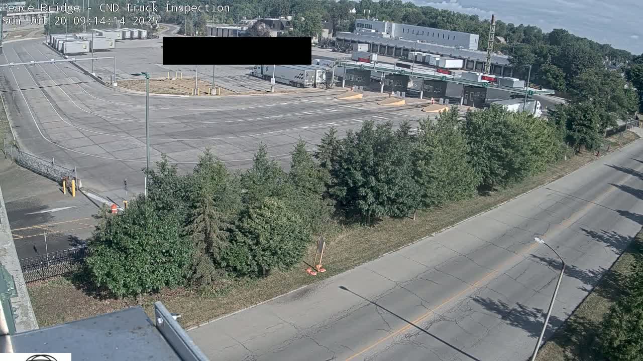 Fort Erie, Peace Bridge Canada Bound Truck Border Crossing Check Toll Booth Live Cam -Fort Erie, Niagara, Ontario, Canada