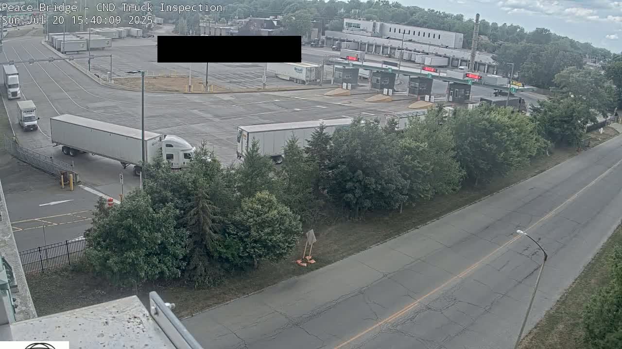 Fort Erie, Peace Bridge Canada Bound Truck Border Crossing Check Toll Booth Live Cam -Fort Erie, Niagara, Ontario, Canada