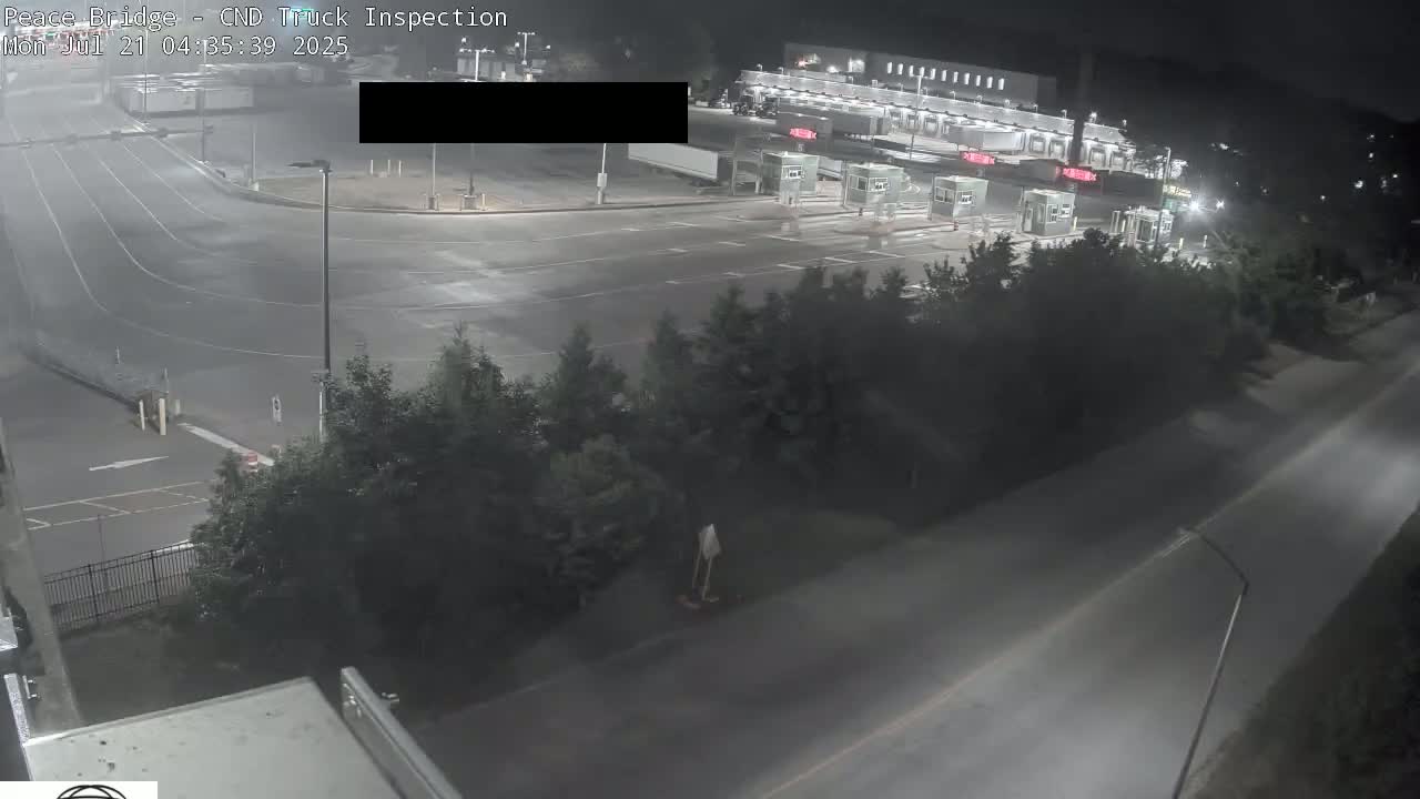 Fort Erie, Peace Bridge Canada Bound Truck Border Crossing Check Toll Booth Live Cam -Fort Erie, Niagara, Ontario, Canada