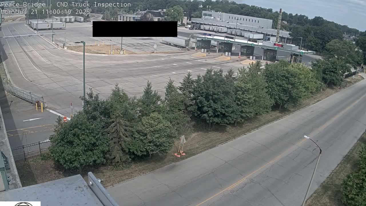 Fort Erie, Peace Bridge Canada Bound Truck Border Crossing Check Toll Booth Live Cam -Fort Erie, Niagara, Ontario, Canada