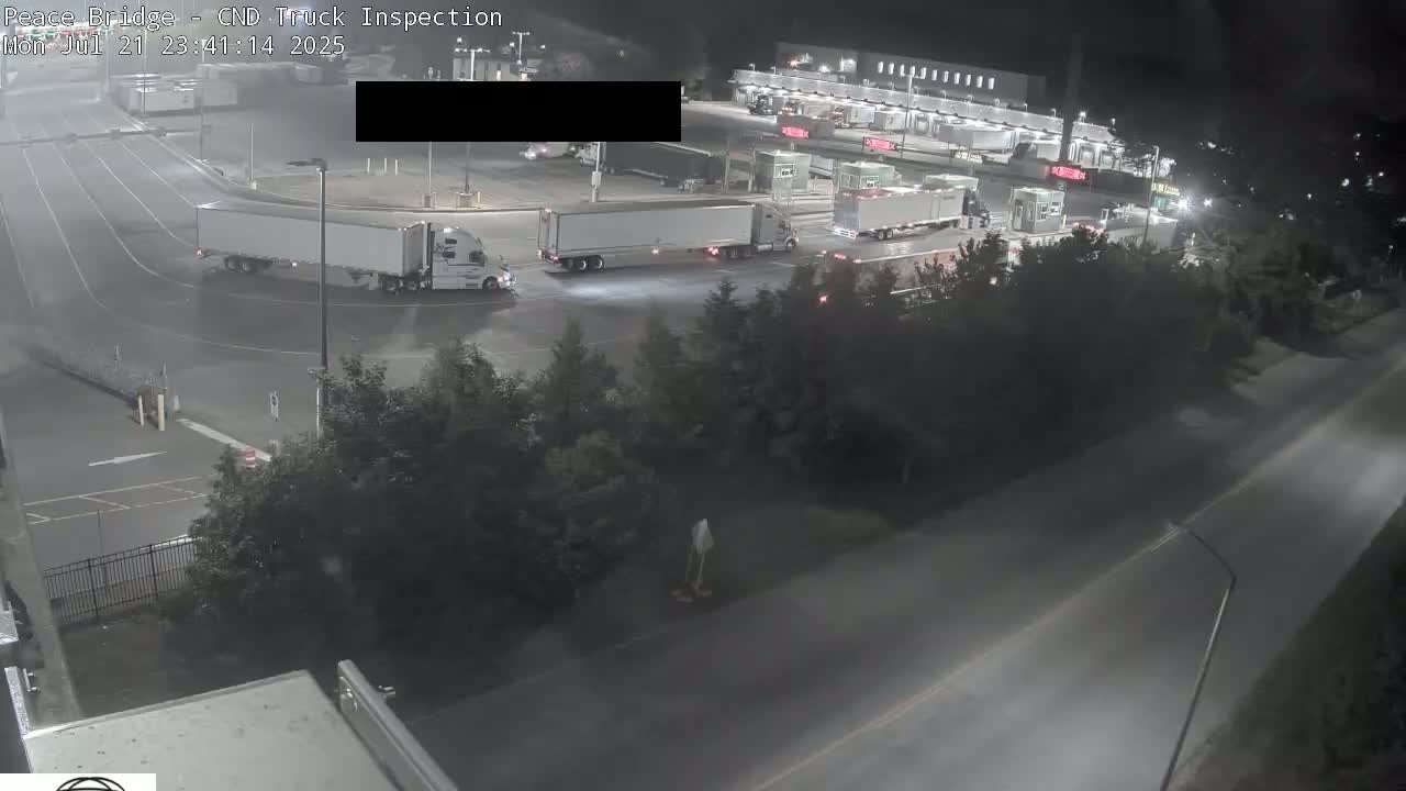 Fort Erie, Peace Bridge Canada Bound Truck Border Crossing Check Toll Booth Live Cam -Fort Erie, Niagara, Ontario, Canada