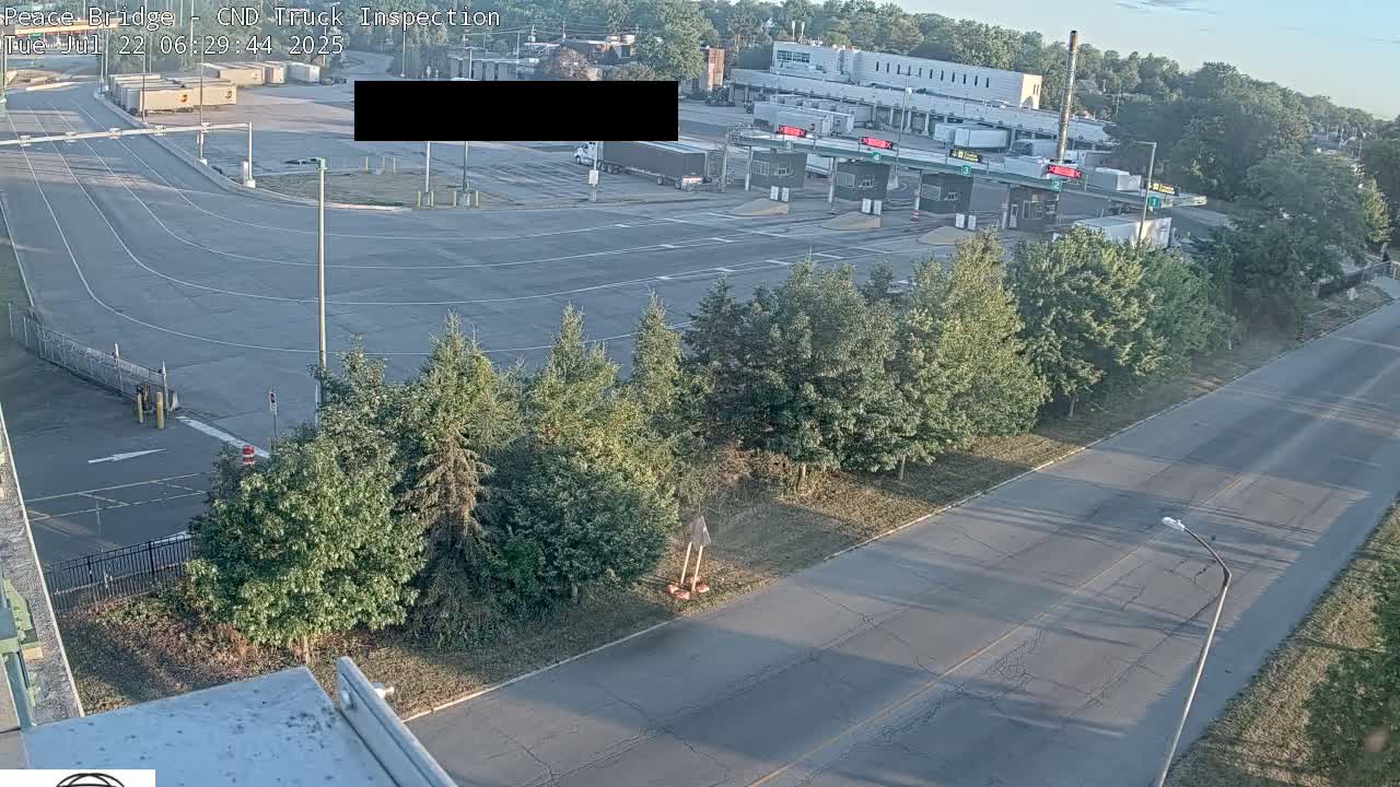 Fort Erie, Peace Bridge Canada Bound Truck Border Crossing Check Toll Booth Live Cam -Fort Erie, Niagara, Ontario, Canada