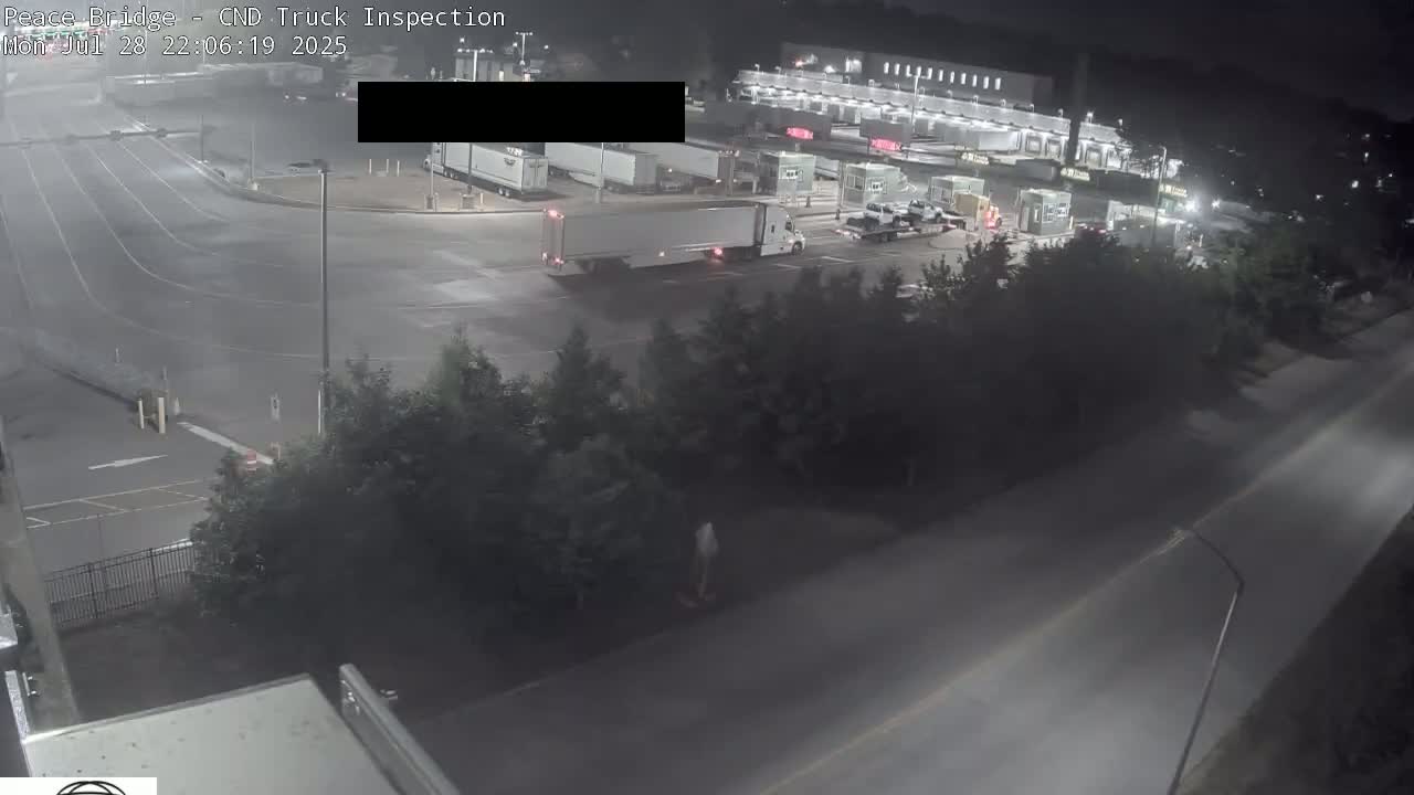 Fort Erie, Peace Bridge Canada Bound Truck Border Crossing Check Toll Booth Live Cam -Fort Erie, Niagara, Ontario, Canada
