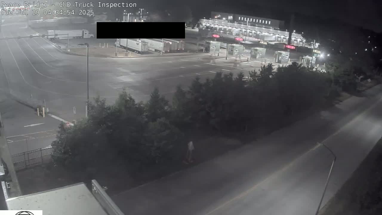 Fort Erie, Peace Bridge Canada Bound Truck Border Crossing Check Toll Booth Live Cam -Fort Erie, Niagara, Ontario, Canada