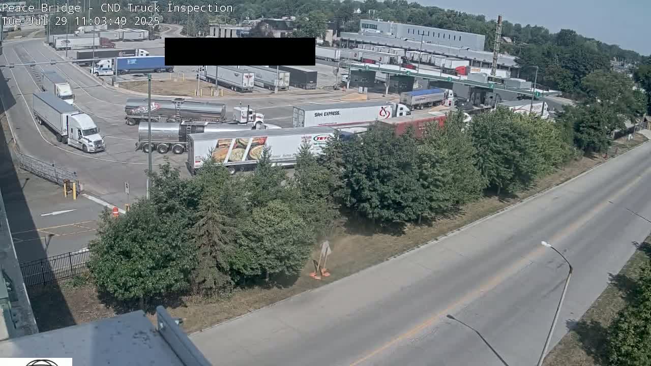 Fort Erie, Peace Bridge Canada Bound Truck Border Crossing Check Toll Booth Live Cam -Fort Erie, Niagara, Ontario, Canada
