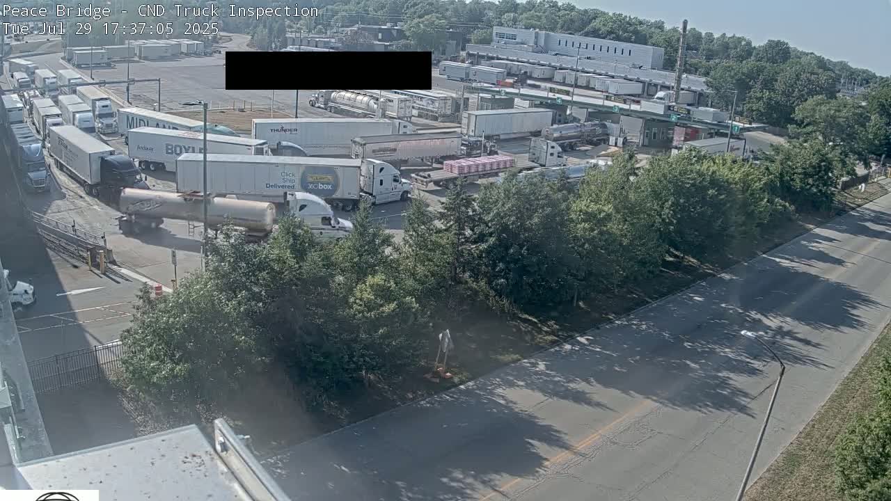 Fort Erie, Peace Bridge Canada Bound Truck Border Crossing Check Toll Booth Live Cam -Fort Erie, Niagara, Ontario, Canada