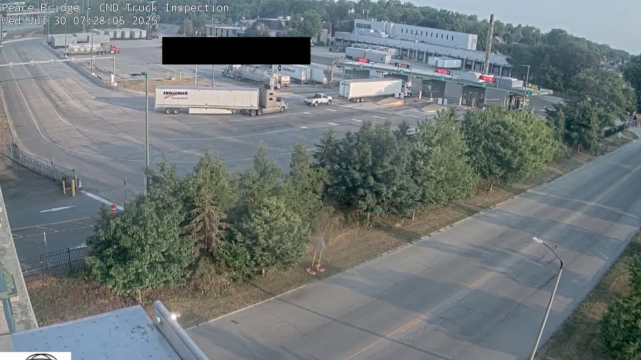 Fort Erie, Peace Bridge Canada Bound Truck Border Crossing Check Toll Booth Live Cam -Fort Erie, Niagara, Ontario, Canada