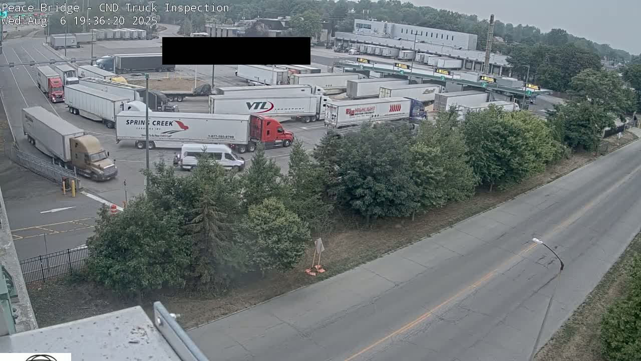 Fort Erie, Peace Bridge Canada Bound Truck Border Crossing Check Toll Booth Live Cam -Fort Erie, Niagara, Ontario, Canada