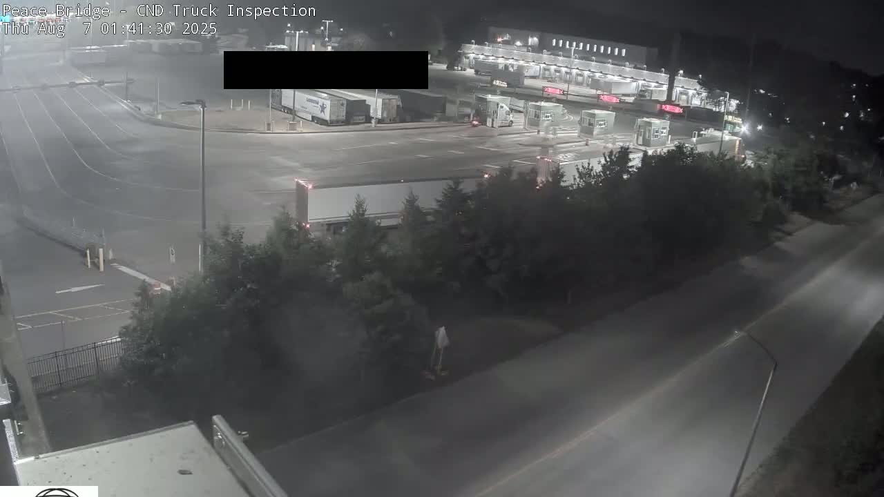 Fort Erie, Peace Bridge Canada Bound Truck Border Crossing Check Toll Booth Live Cam -Fort Erie, Niagara, Ontario, Canada