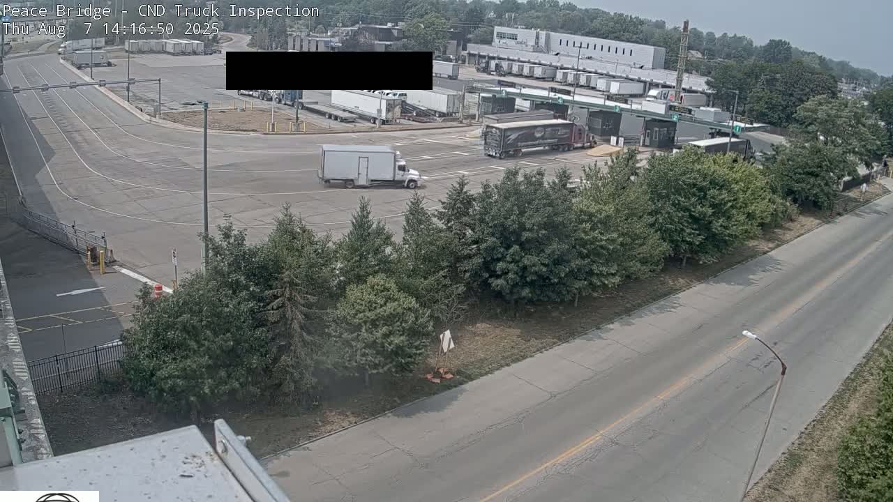 Fort Erie, Peace Bridge Canada Bound Truck Border Crossing Check Toll Booth Live Cam -Fort Erie, Niagara, Ontario, Canada