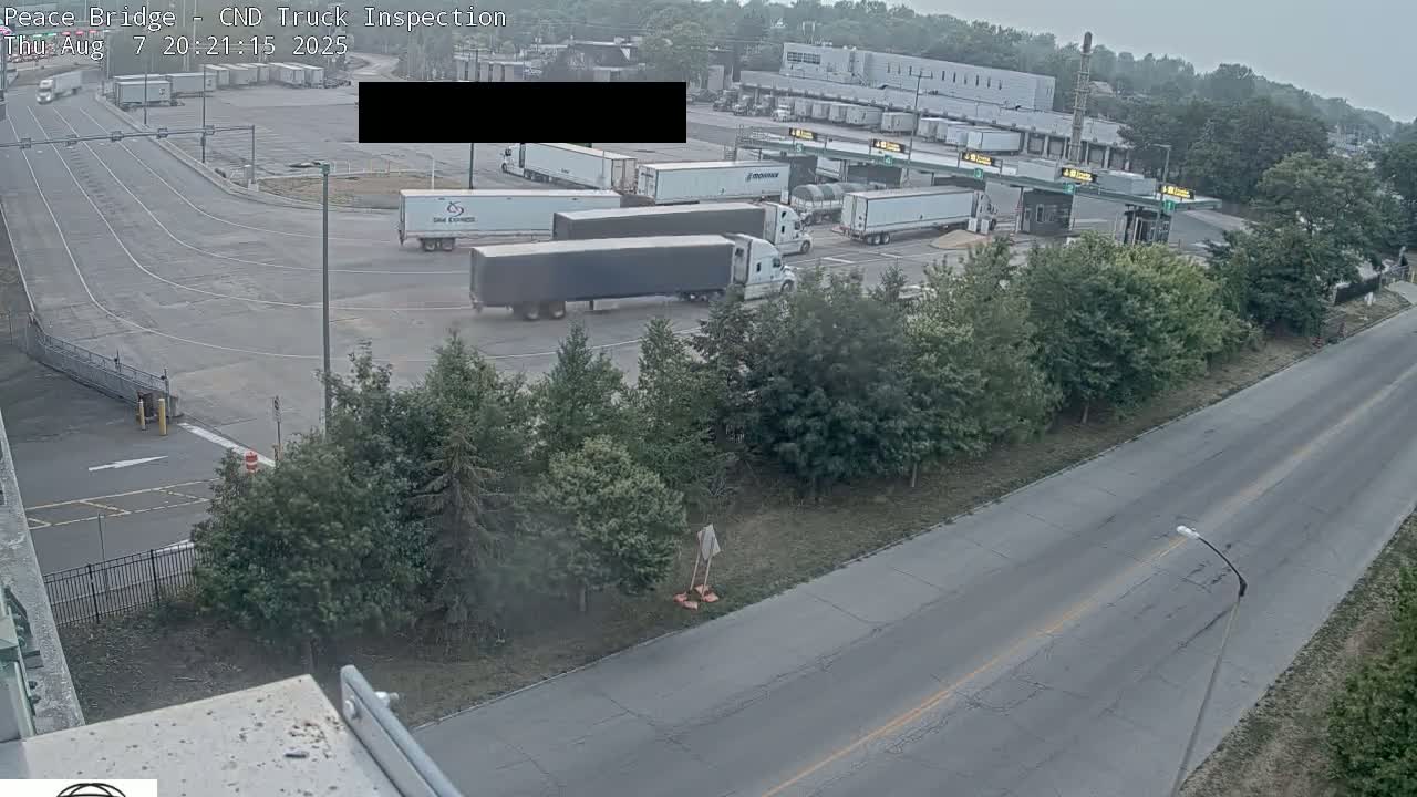 Fort Erie, Peace Bridge Canada Bound Truck Border Crossing Check Toll Booth Live Cam -Fort Erie, Niagara, Ontario, Canada