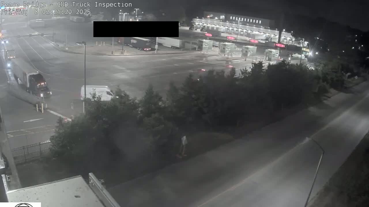 Fort Erie, Peace Bridge Canada Bound Truck Border Crossing Check Toll Booth Live Cam -Fort Erie, Niagara, Ontario, Canada