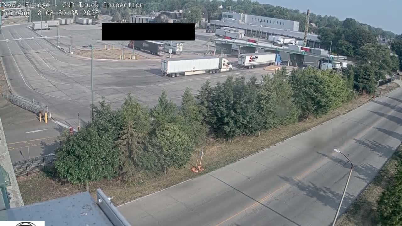 Fort Erie, Peace Bridge Canada Bound Truck Border Crossing Check Toll Booth Live Cam -Fort Erie, Niagara, Ontario, Canada