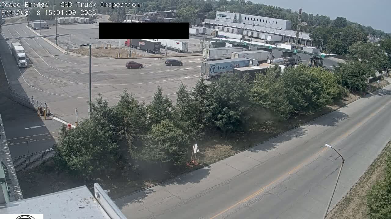 Fort Erie, Peace Bridge Canada Bound Truck Border Crossing Check Toll Booth Live Cam -Fort Erie, Niagara, Ontario, Canada