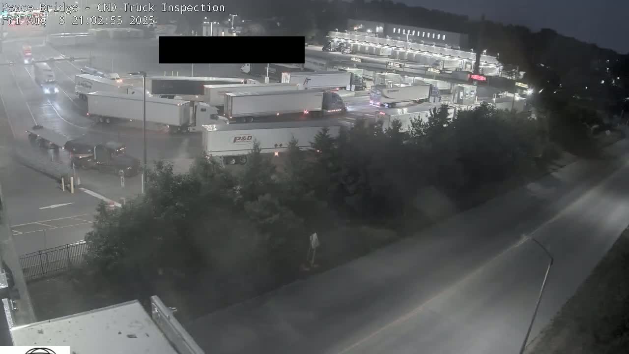 Fort Erie, Peace Bridge Canada Bound Truck Border Crossing Check Toll Booth Live Cam -Fort Erie, Niagara, Ontario, Canada