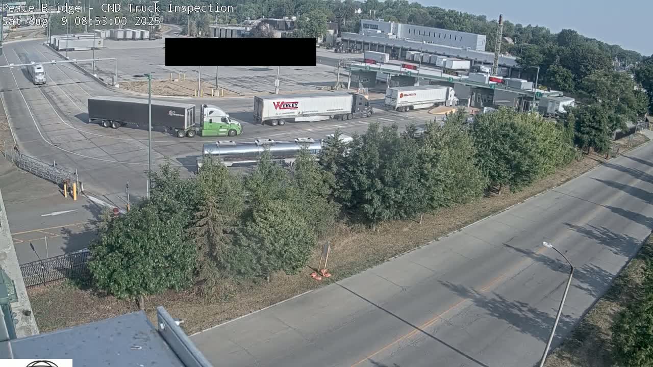 Fort Erie, Peace Bridge Canada Bound Truck Border Crossing Check Toll Booth Live Cam -Fort Erie, Niagara, Ontario, Canada