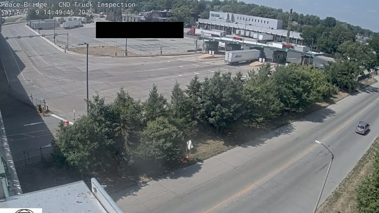 Fort Erie, Peace Bridge Canada Bound Truck Border Crossing Check Toll Booth Live Cam -Fort Erie, Niagara, Ontario, Canada