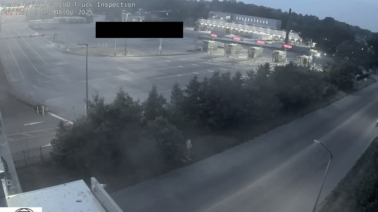 Fort Erie, Peace Bridge Canada Bound Truck Border Crossing Check Toll Booth Live Cam -Fort Erie, Niagara, Ontario, Canada