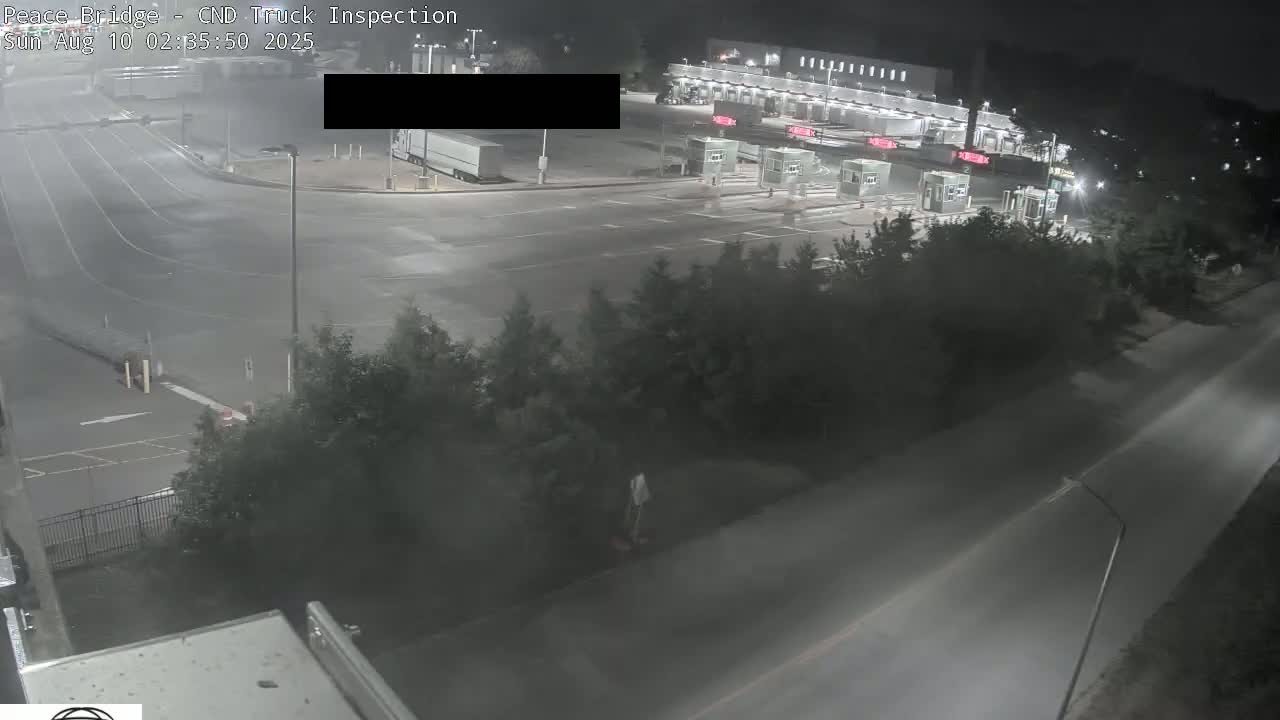 Fort Erie, Peace Bridge Canada Bound Truck Border Crossing Check Toll Booth Live Cam -Fort Erie, Niagara, Ontario, Canada