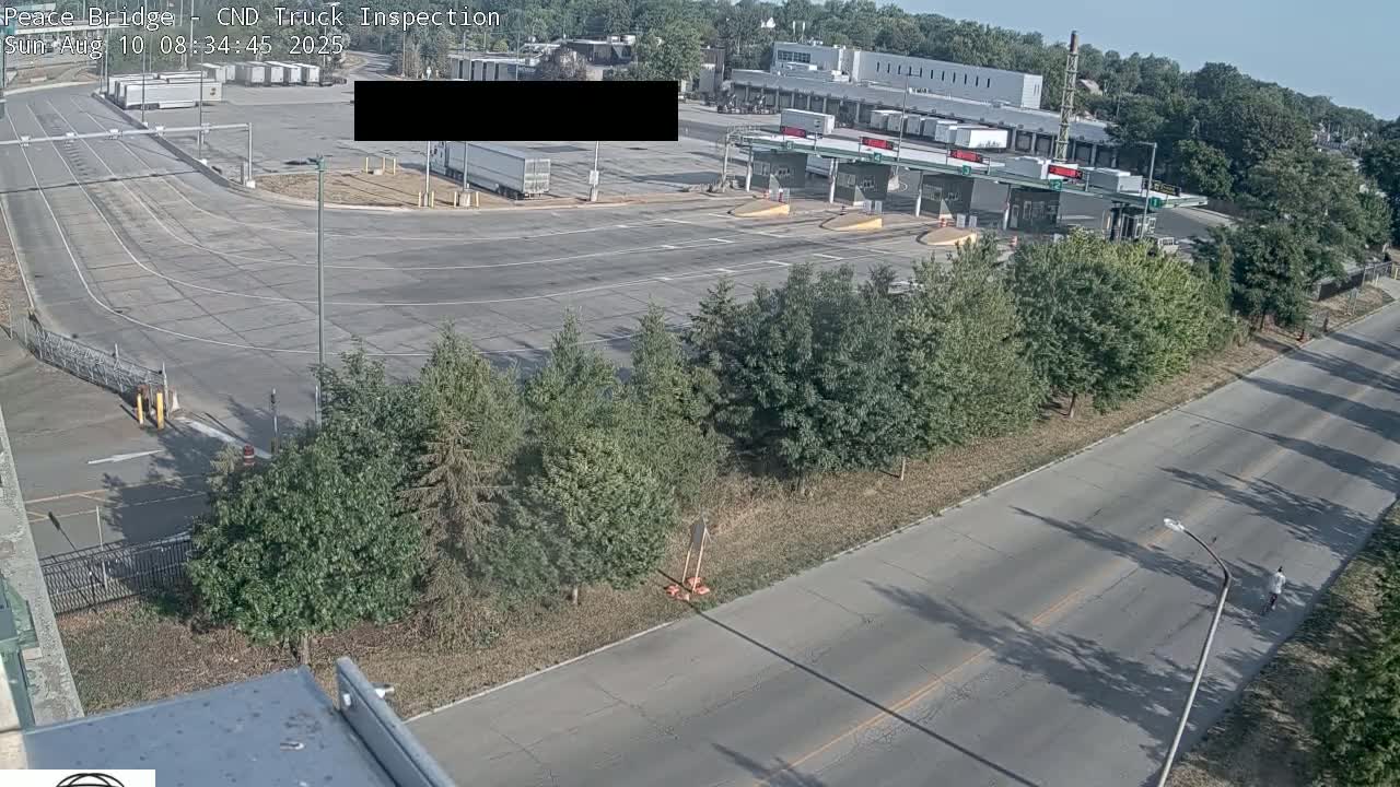 Fort Erie, Peace Bridge Canada Bound Truck Border Crossing Check Toll Booth Live Cam -Fort Erie, Niagara, Ontario, Canada