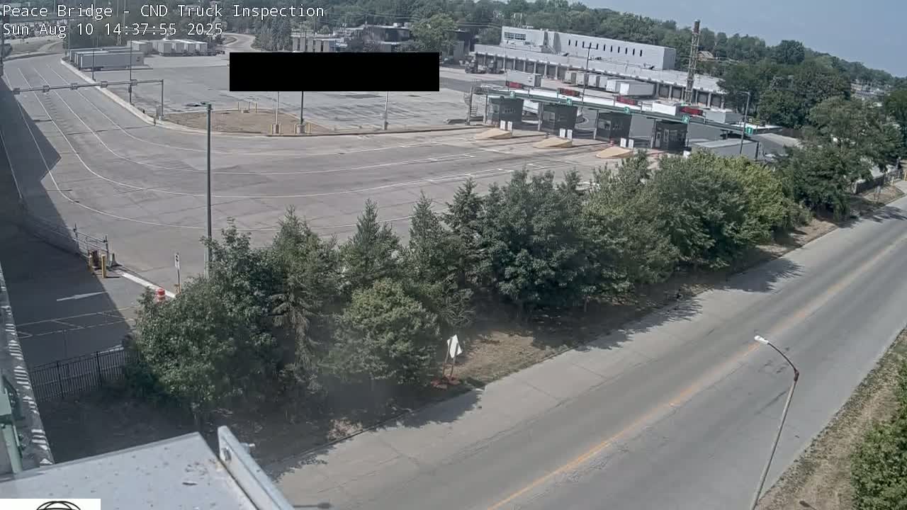 Fort Erie, Peace Bridge Canada Bound Truck Border Crossing Check Toll Booth Live Cam -Fort Erie, Niagara, Ontario, Canada