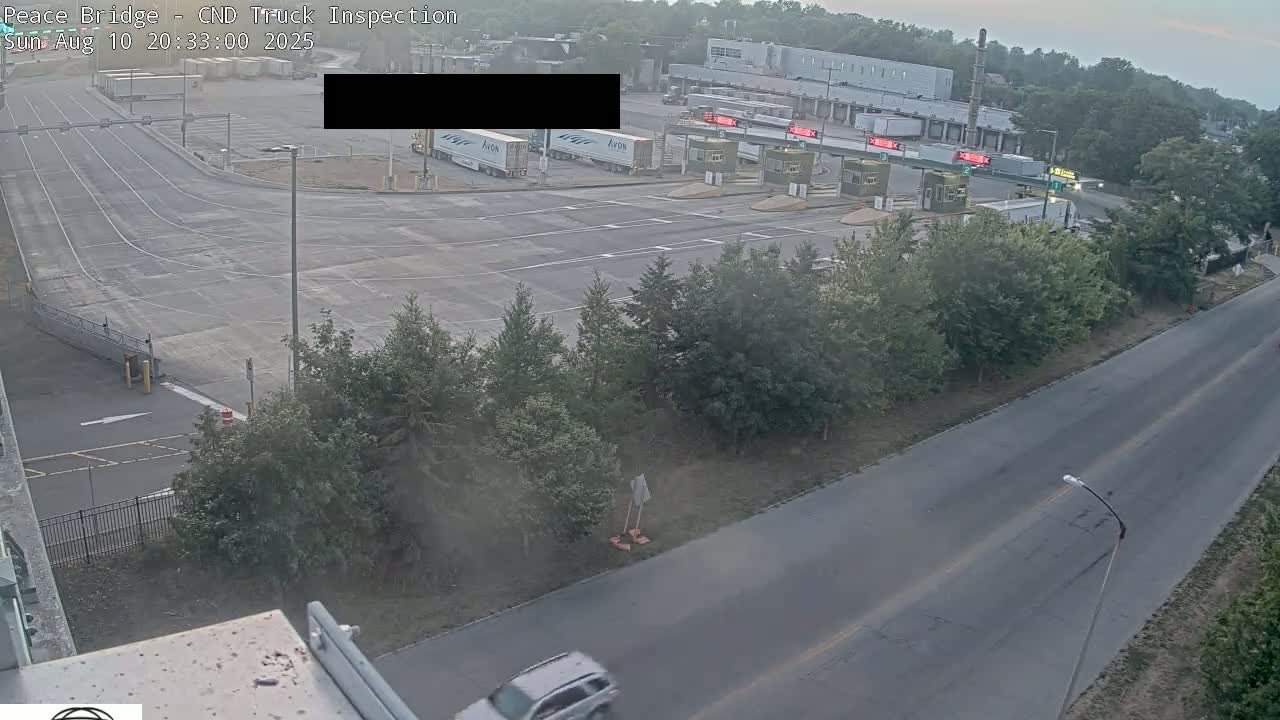Fort Erie, Peace Bridge Canada Bound Truck Border Crossing Check Toll Booth Live Cam -Fort Erie, Niagara, Ontario, Canada