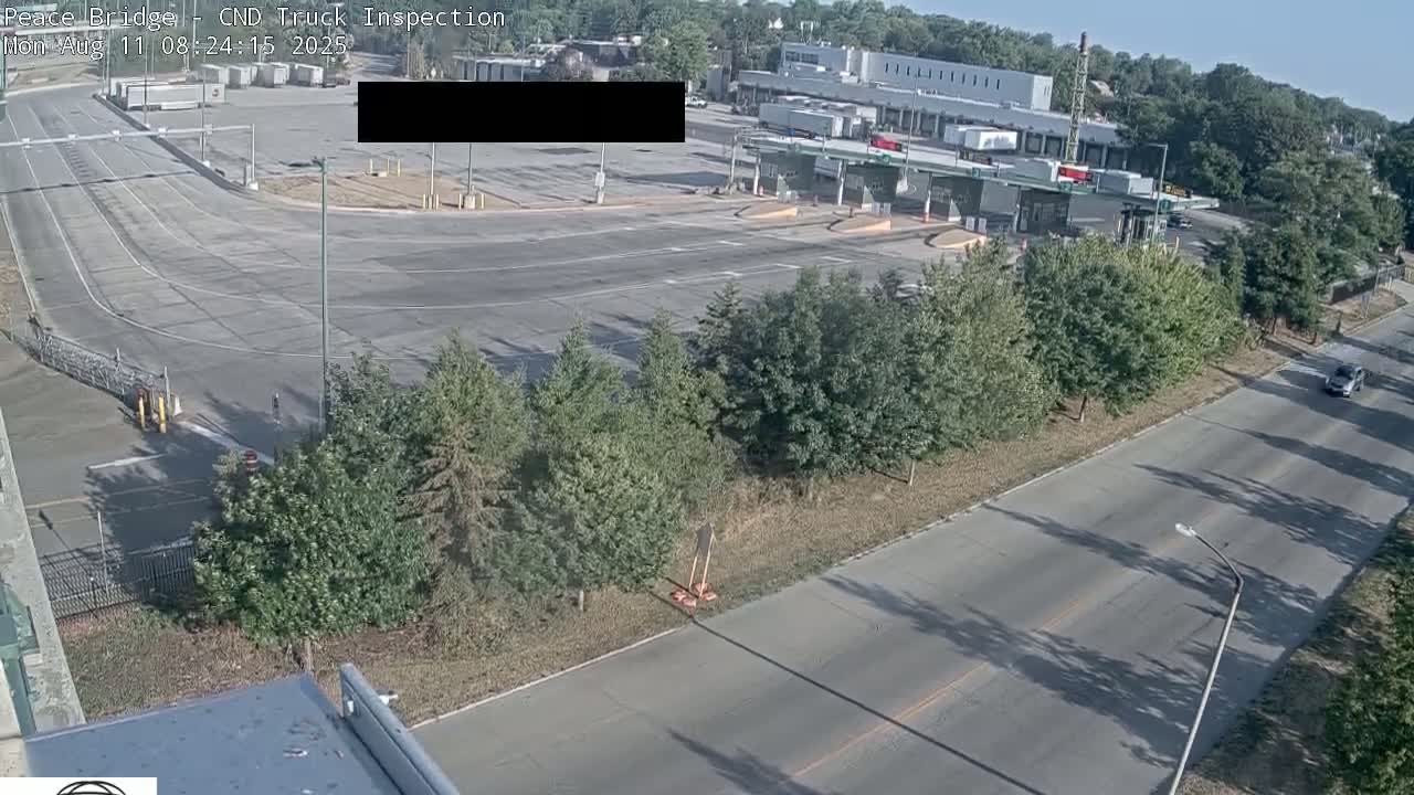 Fort Erie, Peace Bridge Canada Bound Truck Border Crossing Check Toll Booth Live Cam -Fort Erie, Niagara, Ontario, Canada