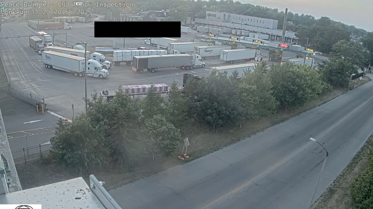 Fort Erie, Peace Bridge Canada Bound Truck Border Crossing Check Toll Booth Live Cam -Fort Erie, Niagara, Ontario, Canada