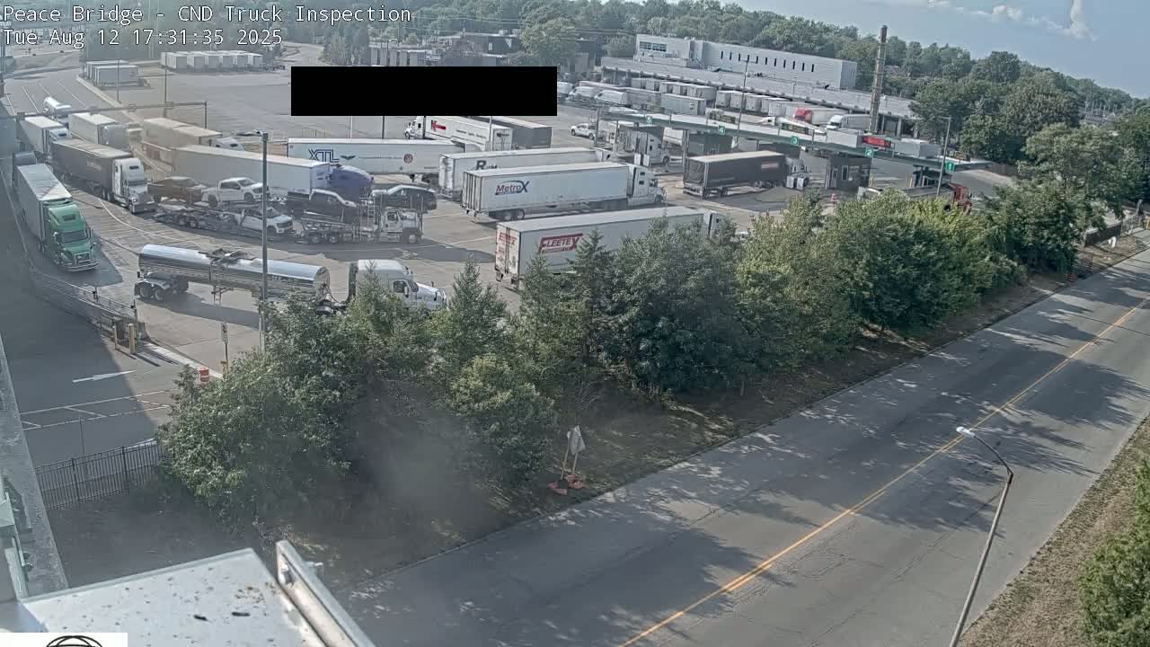 Fort Erie, Peace Bridge Canada Bound Truck Border Crossing Check Toll Booth Live Cam -Fort Erie, Niagara, Ontario, Canada