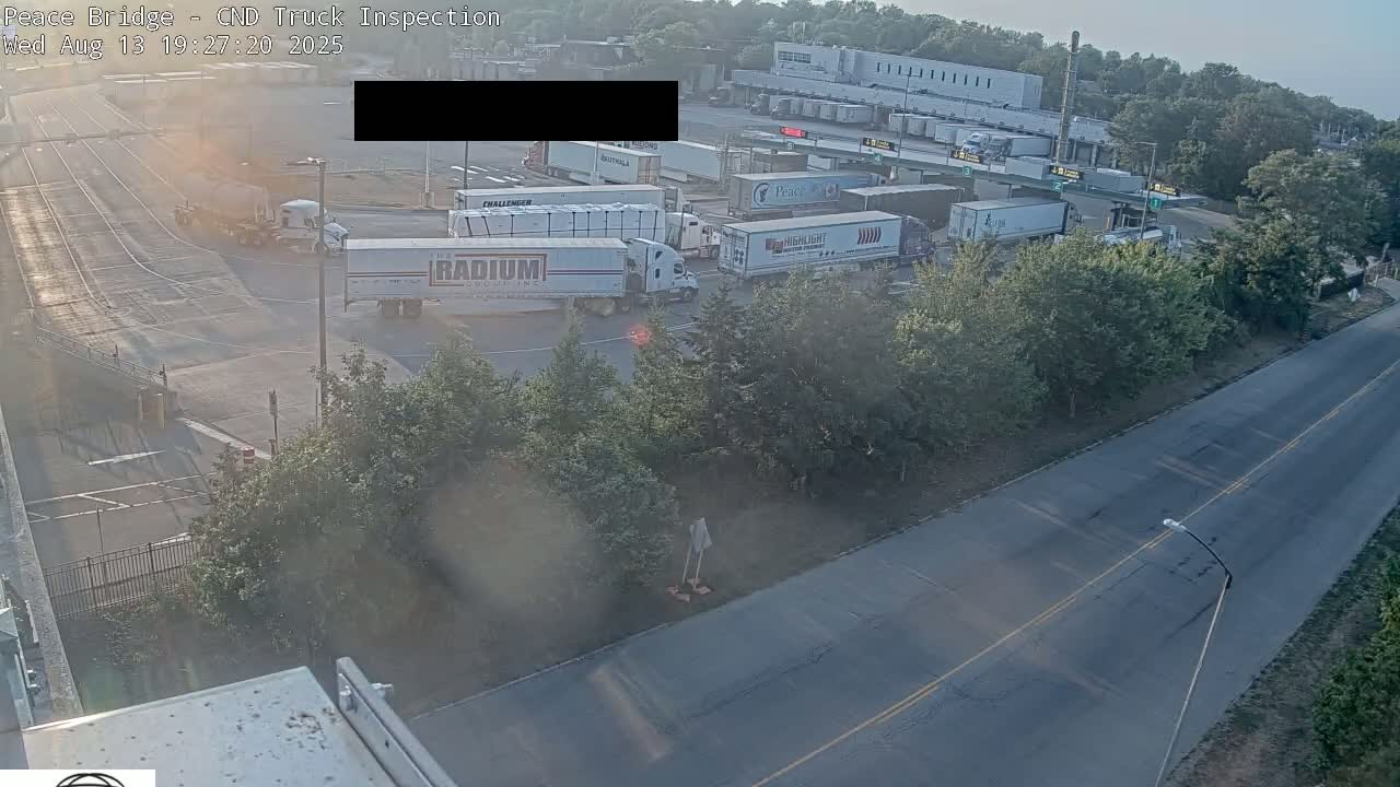 Fort Erie, Peace Bridge Canada Bound Truck Border Crossing Check Toll Booth Live Cam -Fort Erie, Niagara, Ontario, Canada