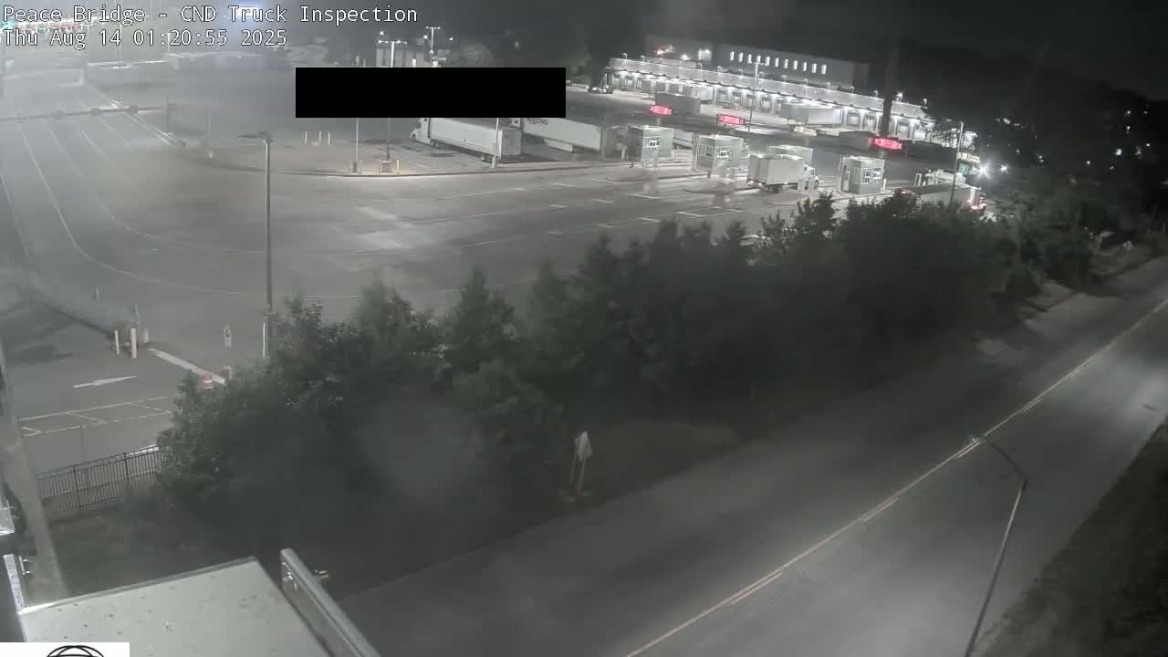 Fort Erie, Peace Bridge Canada Bound Truck Border Crossing Check Toll Booth Live Cam -Fort Erie, Niagara, Ontario, Canada