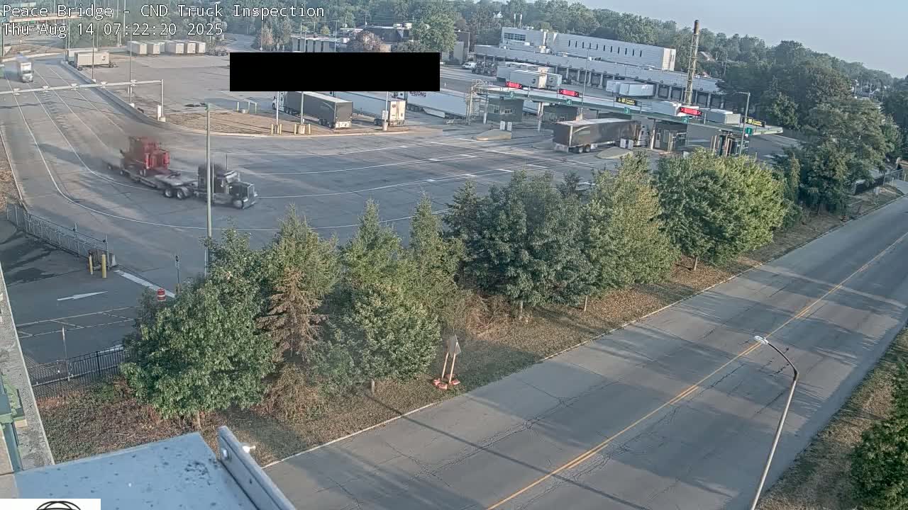 Fort Erie, Peace Bridge Canada Bound Truck Border Crossing Check Toll Booth Live Cam -Fort Erie, Niagara, Ontario, Canada