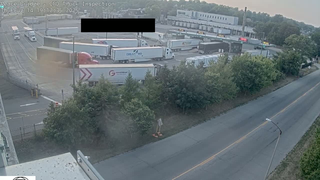 Fort Erie, Peace Bridge Canada Bound Truck Border Crossing Check Toll Booth Live Cam -Fort Erie, Niagara, Ontario, Canada