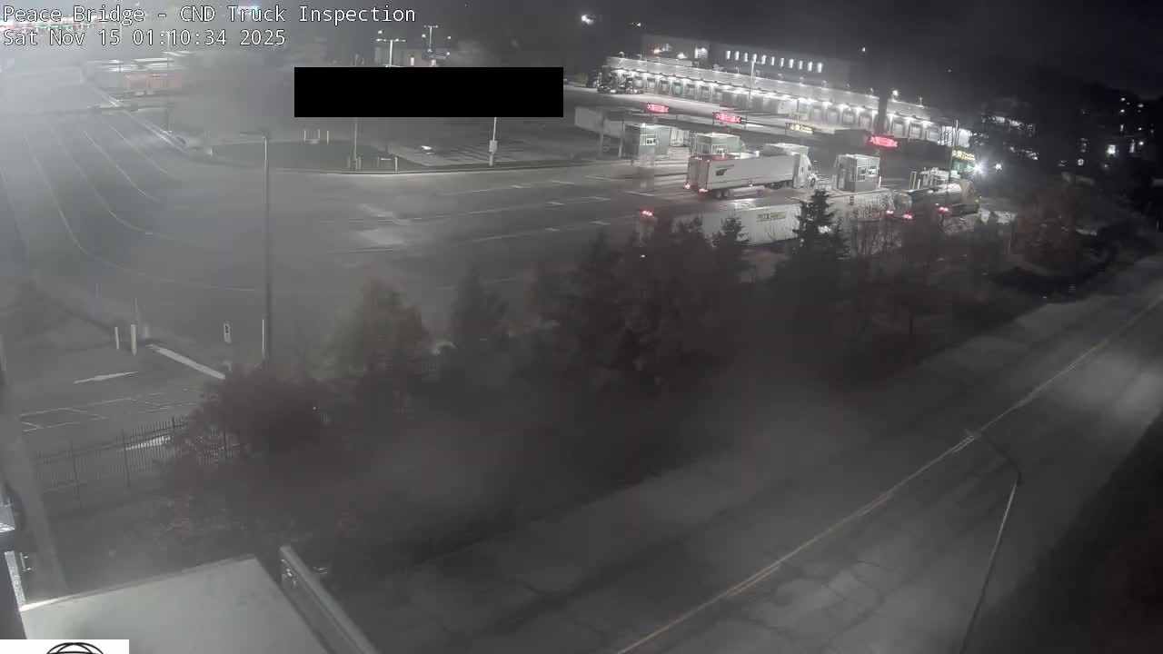 Fort Erie, Peace Bridge Canada Bound Truck Border Crossing Check Toll Booth Live Cam -Fort Erie, Niagara, Ontario, Canada