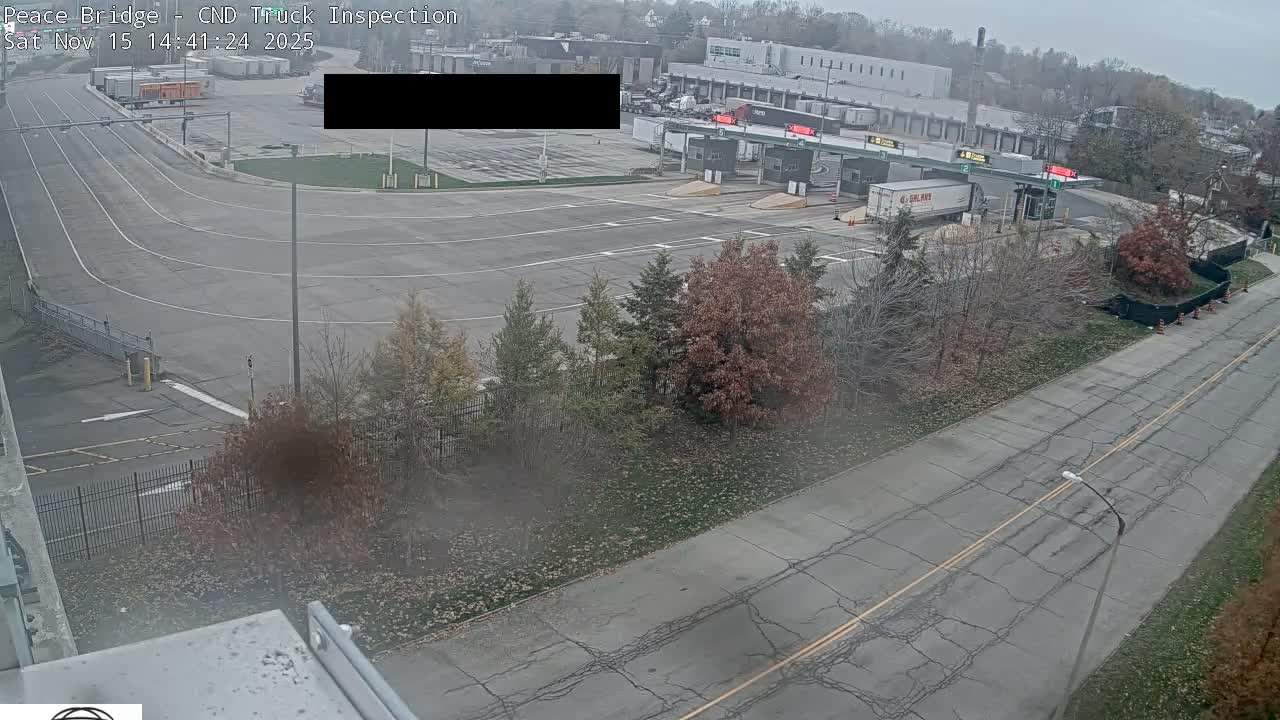 Fort Erie, Peace Bridge Canada Bound Truck Border Crossing Check Toll Booth Live Cam -Fort Erie, Niagara, Ontario, Canada