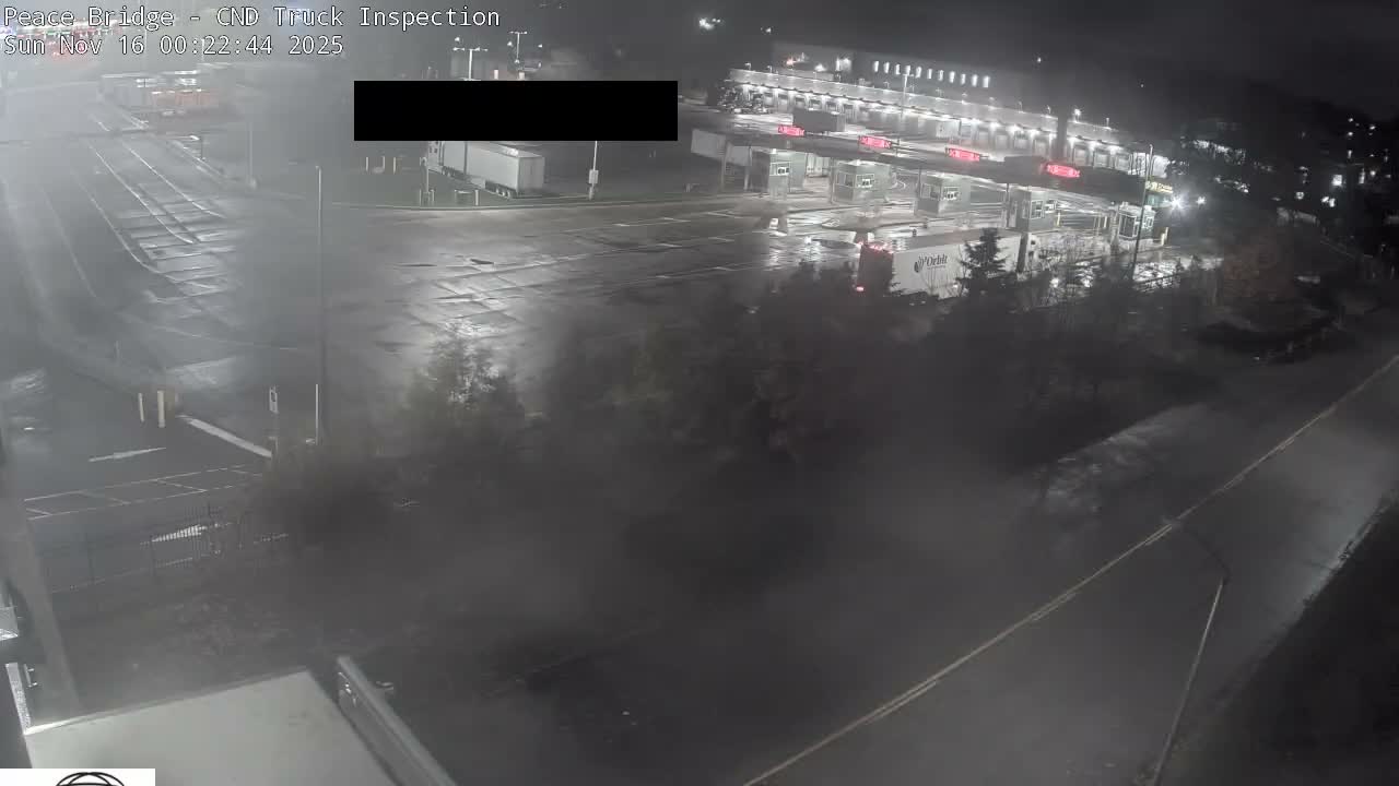 Fort Erie, Peace Bridge Canada Bound Truck Border Crossing Check Toll Booth Live Cam -Fort Erie, Niagara, Ontario, Canada