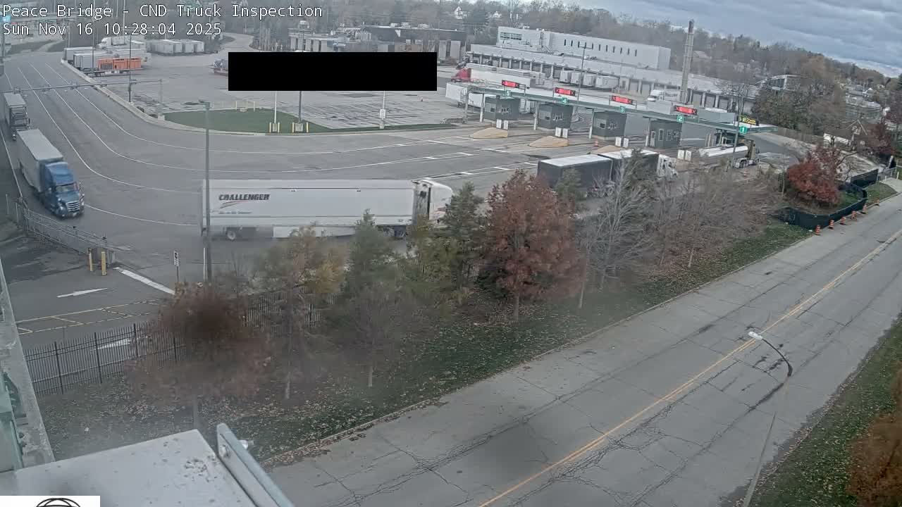 Fort Erie, Peace Bridge Canada Bound Truck Border Crossing Check Toll Booth Live Cam -Fort Erie, Niagara, Ontario, Canada