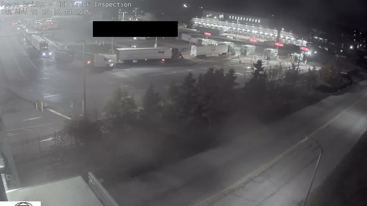 Fort Erie, Peace Bridge Canada Bound Truck Border Crossing Check Toll Booth Live Cam -Fort Erie, Niagara, Ontario, Canada