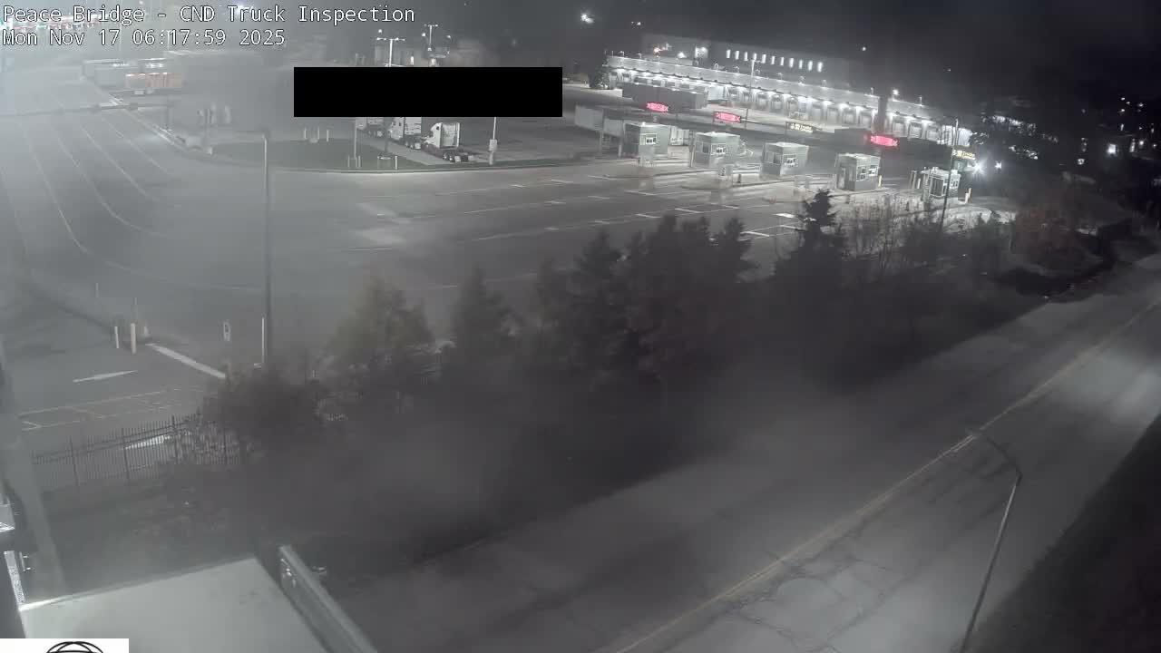Fort Erie, Peace Bridge Canada Bound Truck Border Crossing Check Toll Booth Live Cam -Fort Erie, Niagara, Ontario, Canada