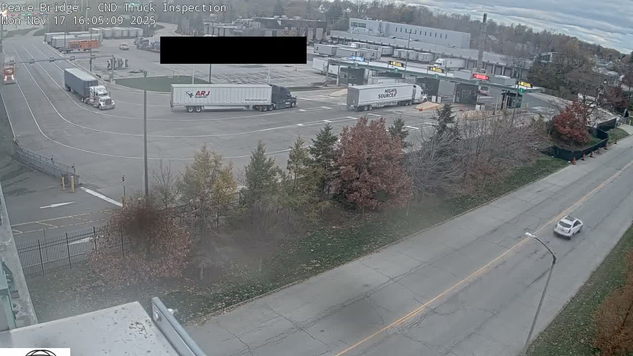 Fort Erie, Peace Bridge Canada Bound Truck Border Crossing Check Toll Booth Live Cam -Fort Erie, Niagara, Ontario, Canada