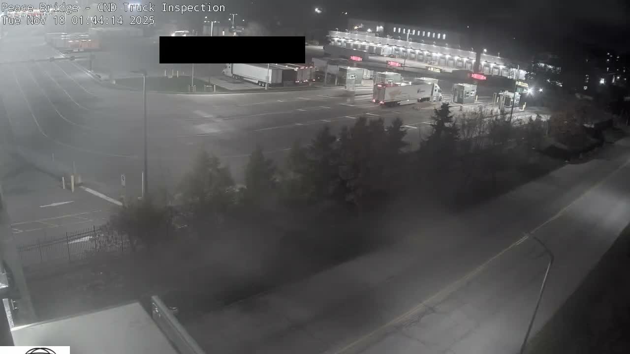 Fort Erie, Peace Bridge Canada Bound Truck Border Crossing Check Toll Booth Live Cam -Fort Erie, Niagara, Ontario, Canada