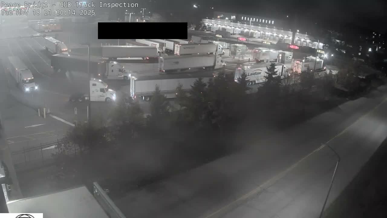 Fort Erie, Peace Bridge Canada Bound Truck Border Crossing Check Toll Booth Live Cam -Fort Erie, Niagara, Ontario, Canada